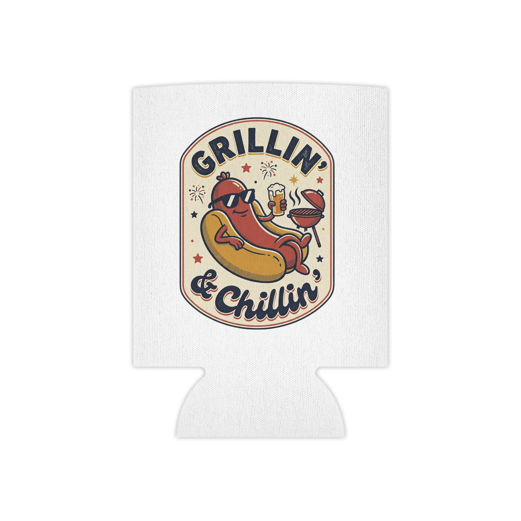 Can Cooler — "Grillin' & Chillin'" Hot Dog BBQ Drink Holder