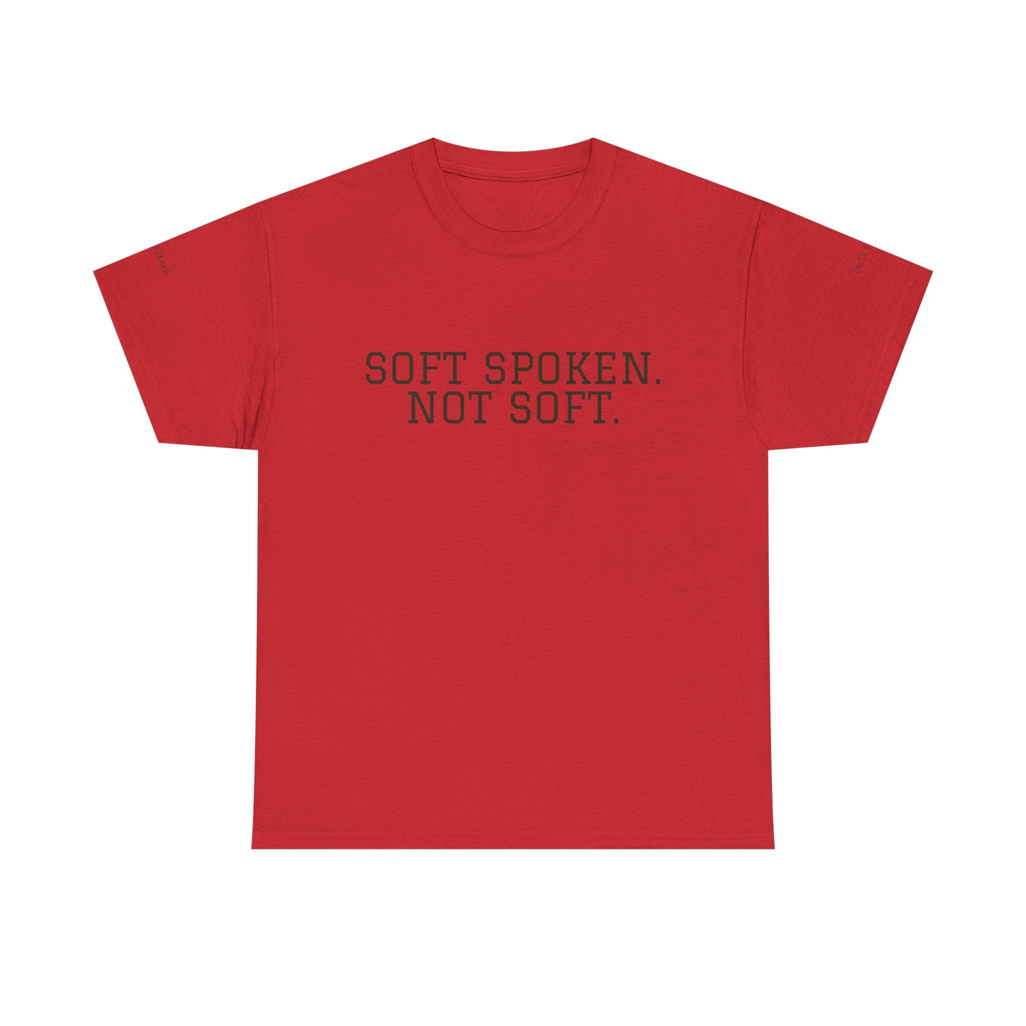 Soft Spoken Not Soft T-Shirt — Subtle White Text Tee, Calm Confident Statement Shirt