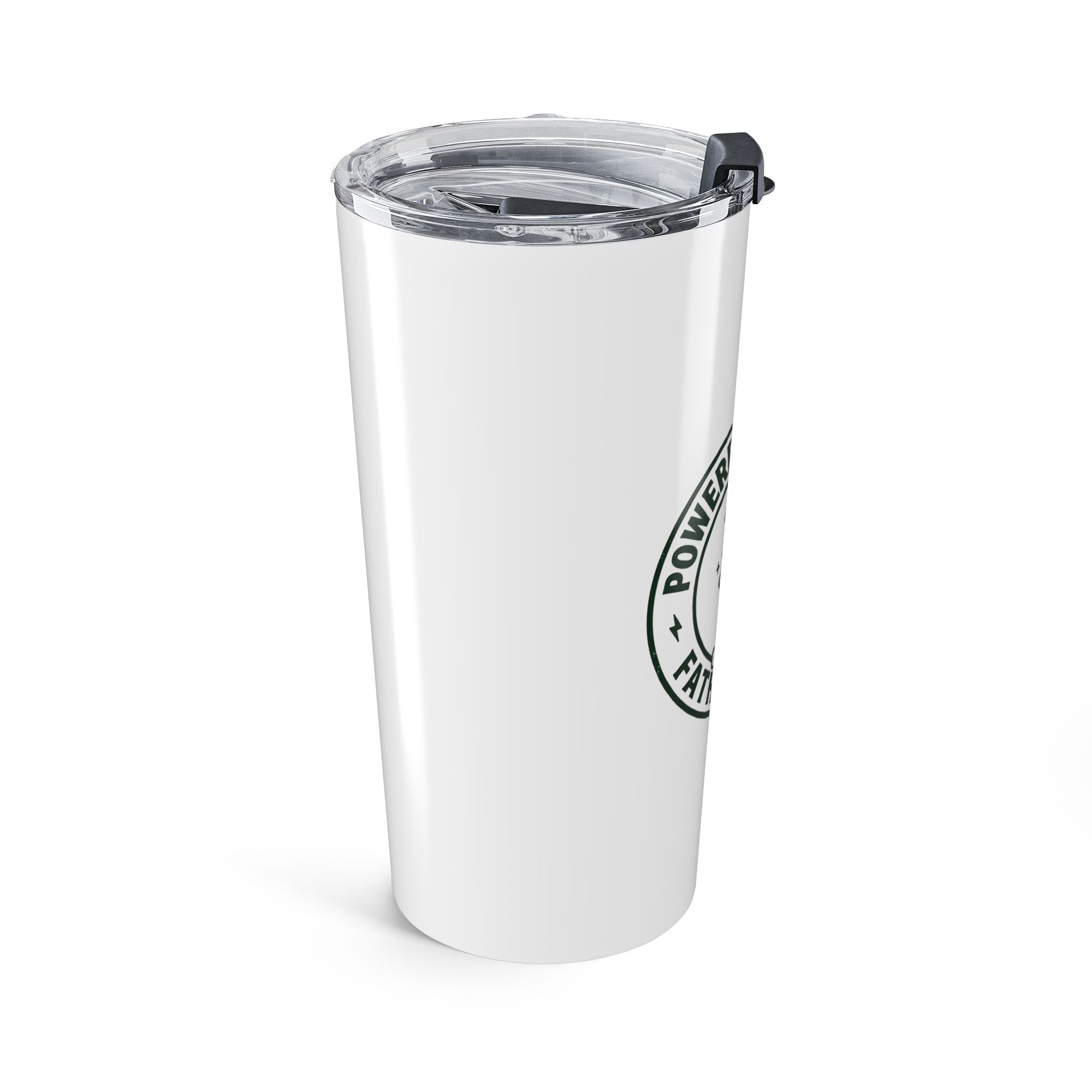 20oz Coffee Tumbler – “Powered by Coffee” Father Club Insulated Travel Mug