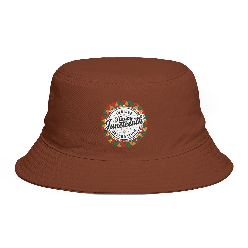 Juneteenth Celebration Bucket Hat — "Happy Juneteenth" Rust Sun Hat
