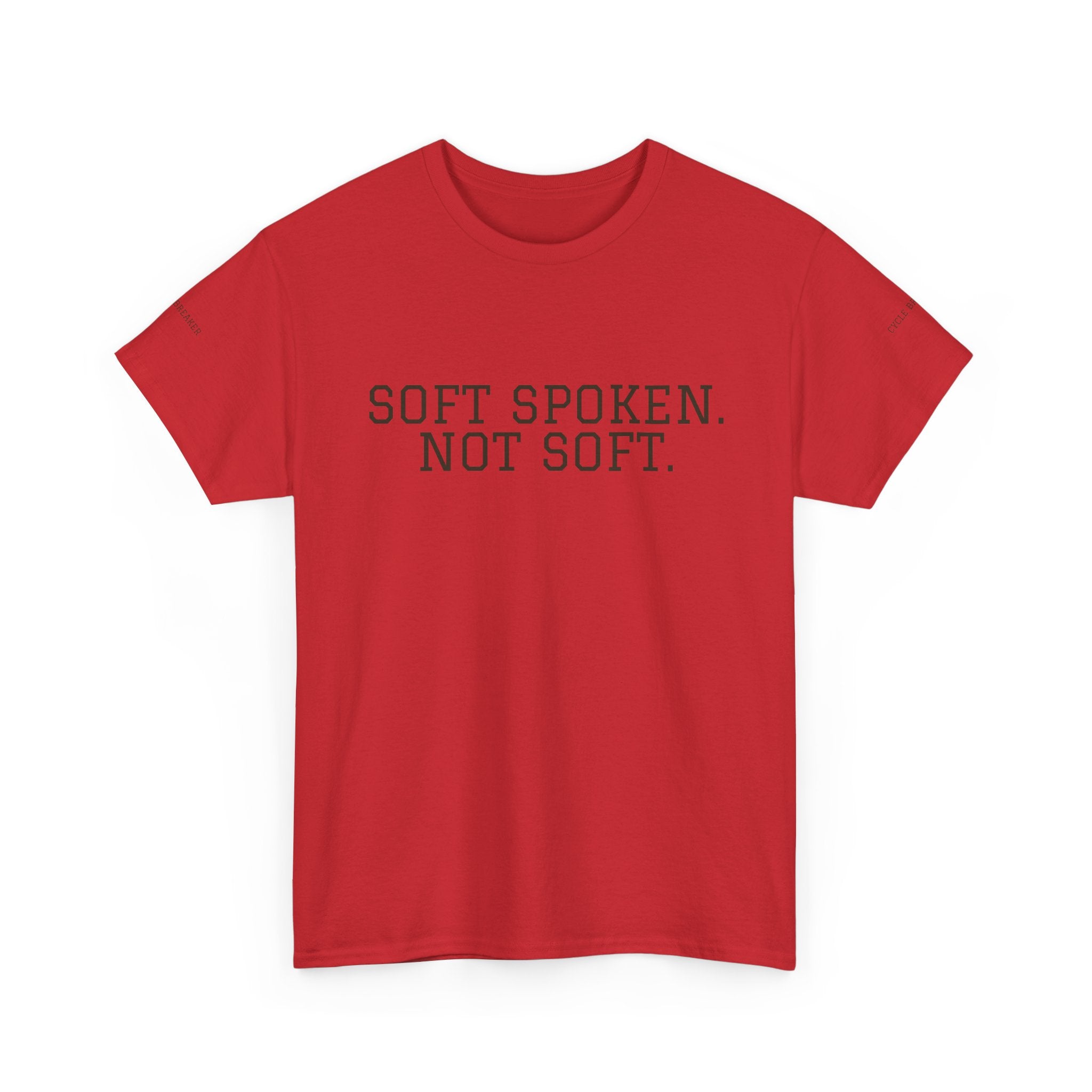 Soft Spoken Not Soft T-Shirt — Subtle White Text Tee, Calm Confident Statement Shirt