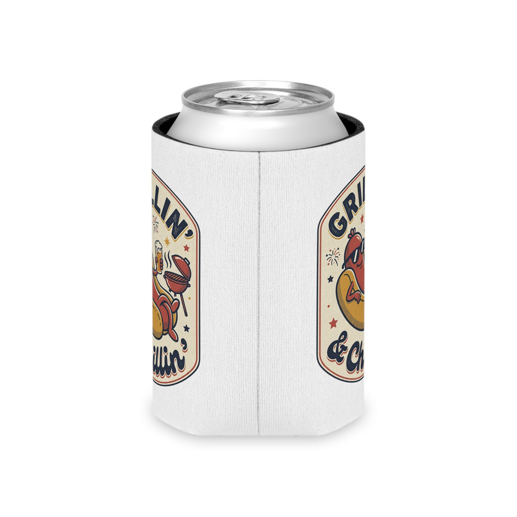 Can Cooler — "Grillin' & Chillin'" Hot Dog BBQ Drink Holder