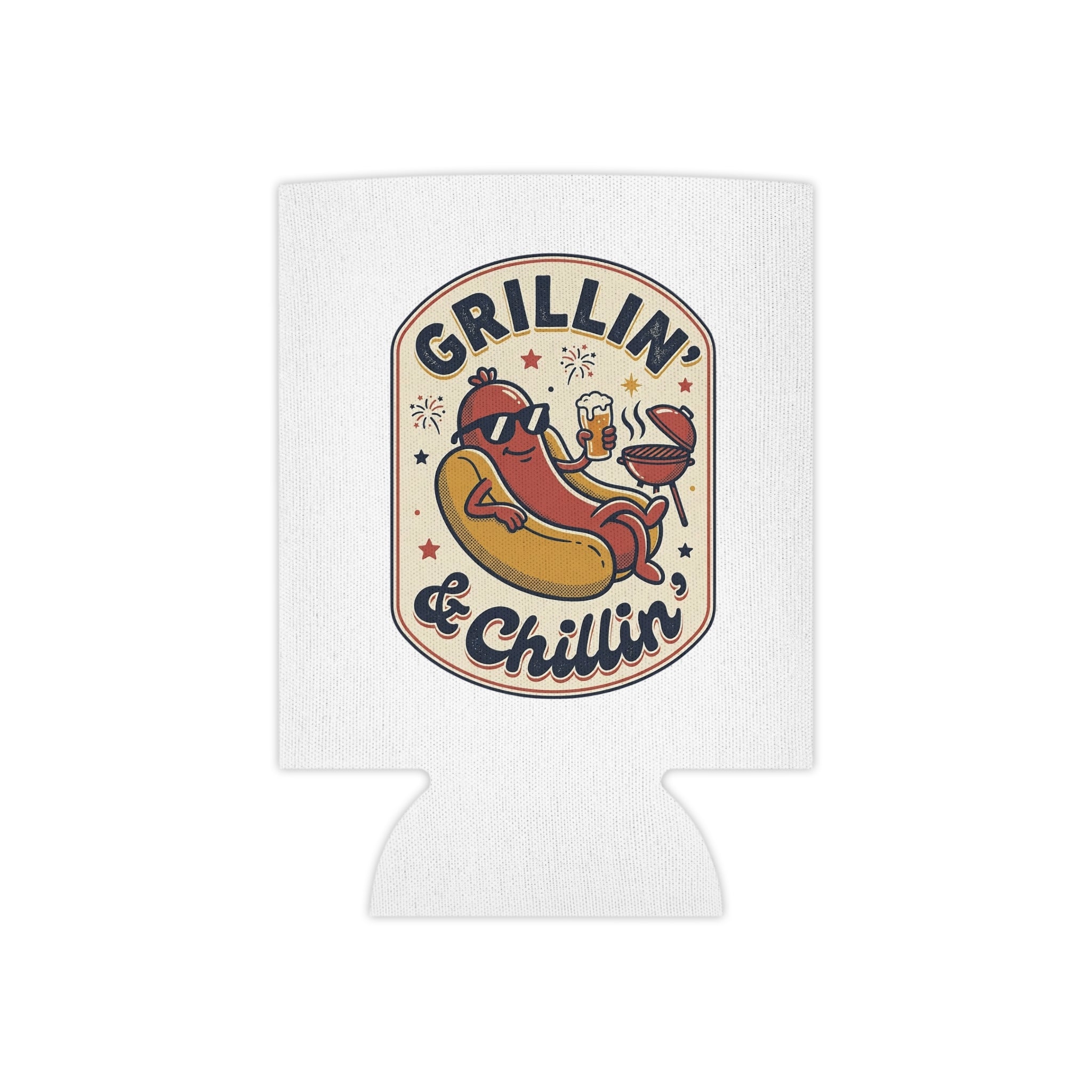 Can Cooler — "Grillin' & Chillin'" Hot Dog BBQ Drink Holder